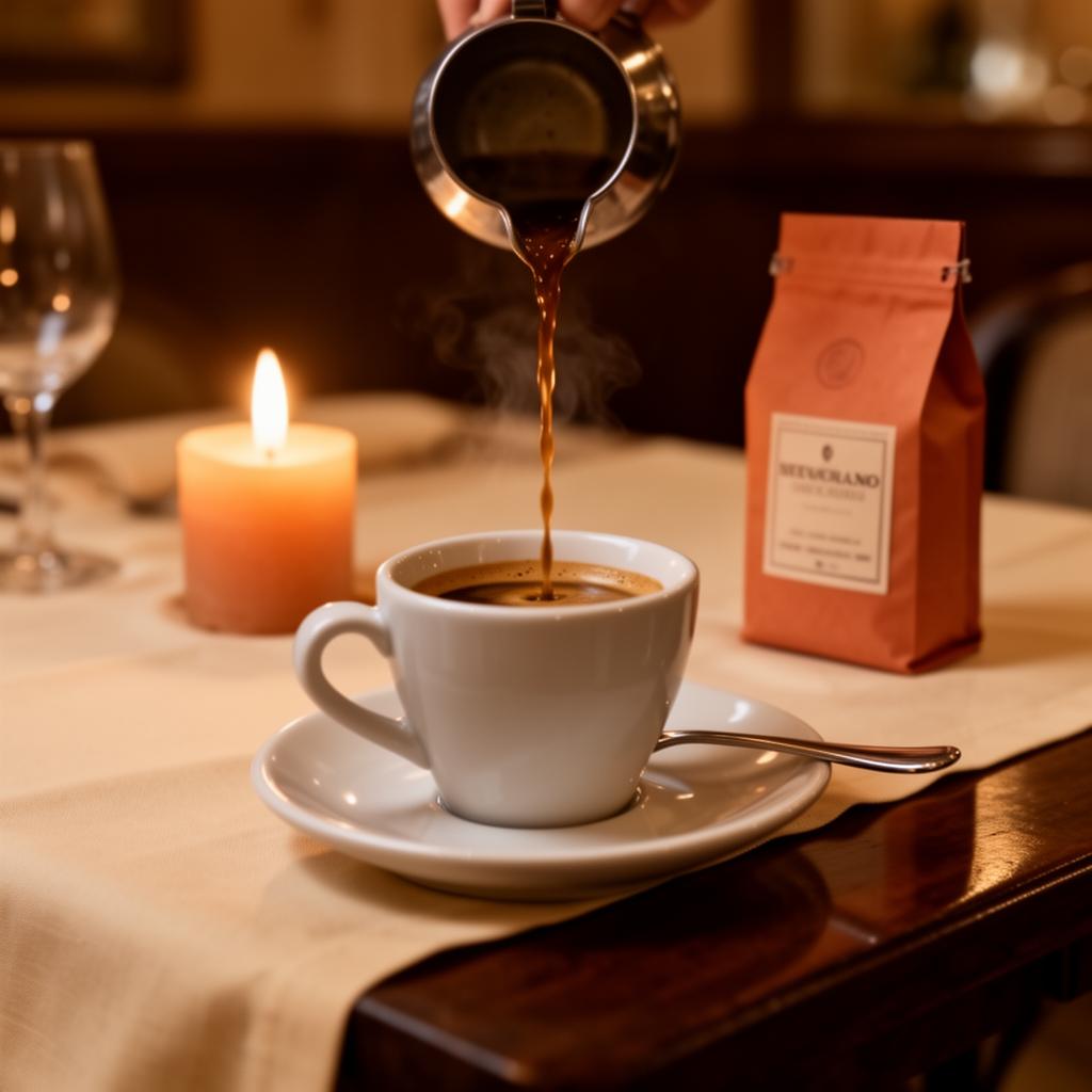 Espresso being poured at Bagolino Al Forno with a Fuego Maya coffee bag