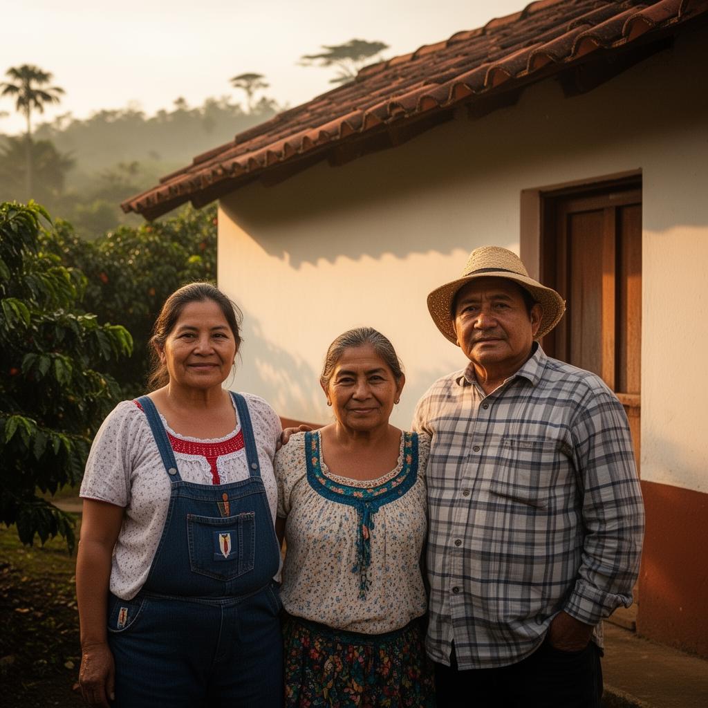 A coffee farming family in Alotenango, Guatemala